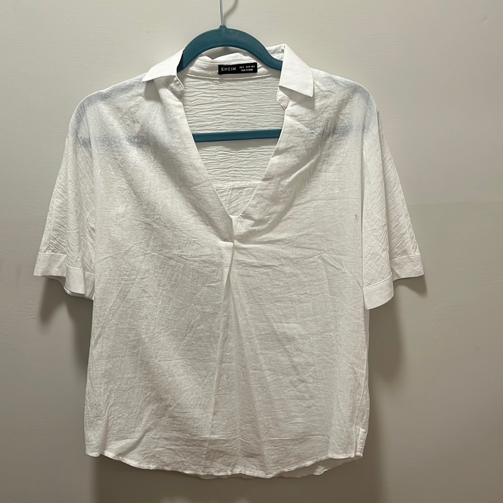 Shein White Collared Shirt. Size Small. Never worn.
